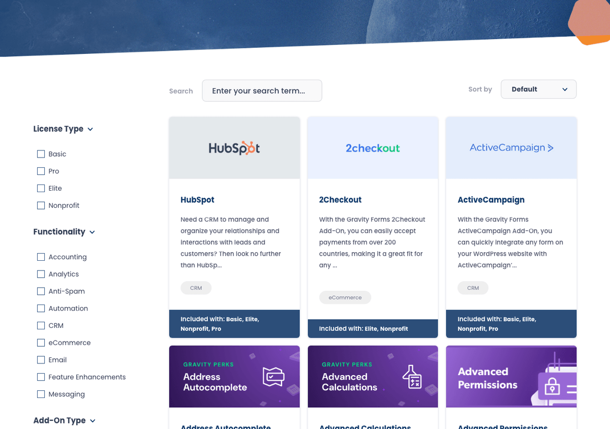 Catalogue des add-ons Gravity Forms : HubSpot, 2Checkout, ActiveCampaign et plus