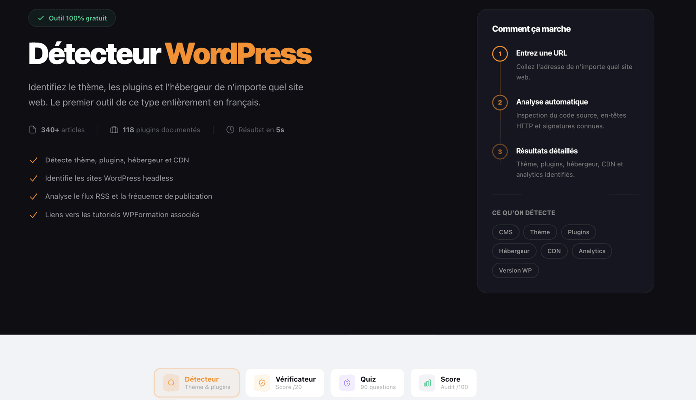 Détecteur WordPress de WPFormation