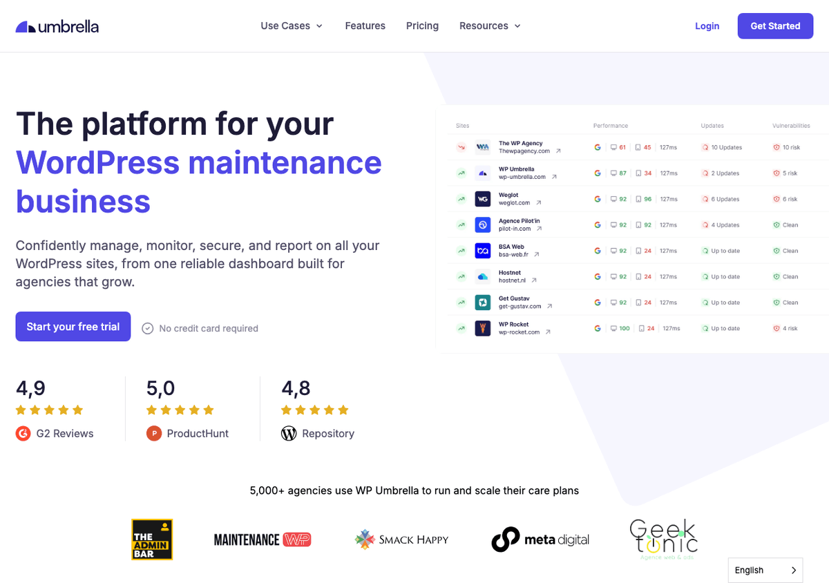 WP Umbrella : plateforme de monitoring et maintenance WordPress