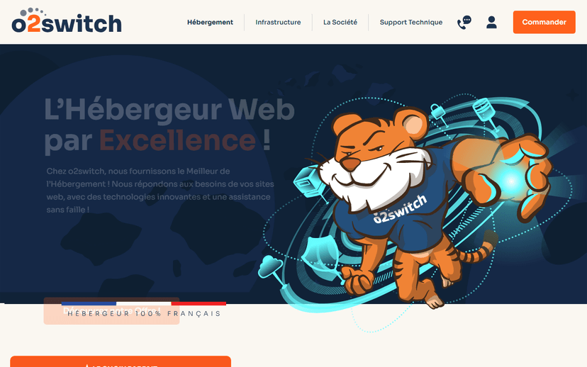 Page d'accueil o2switch hébergeur web français avec offre unique illimitée
