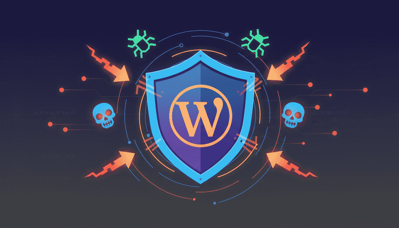 Sécurité WordPress 2026 : cadenas et bouclier protégeant un site web