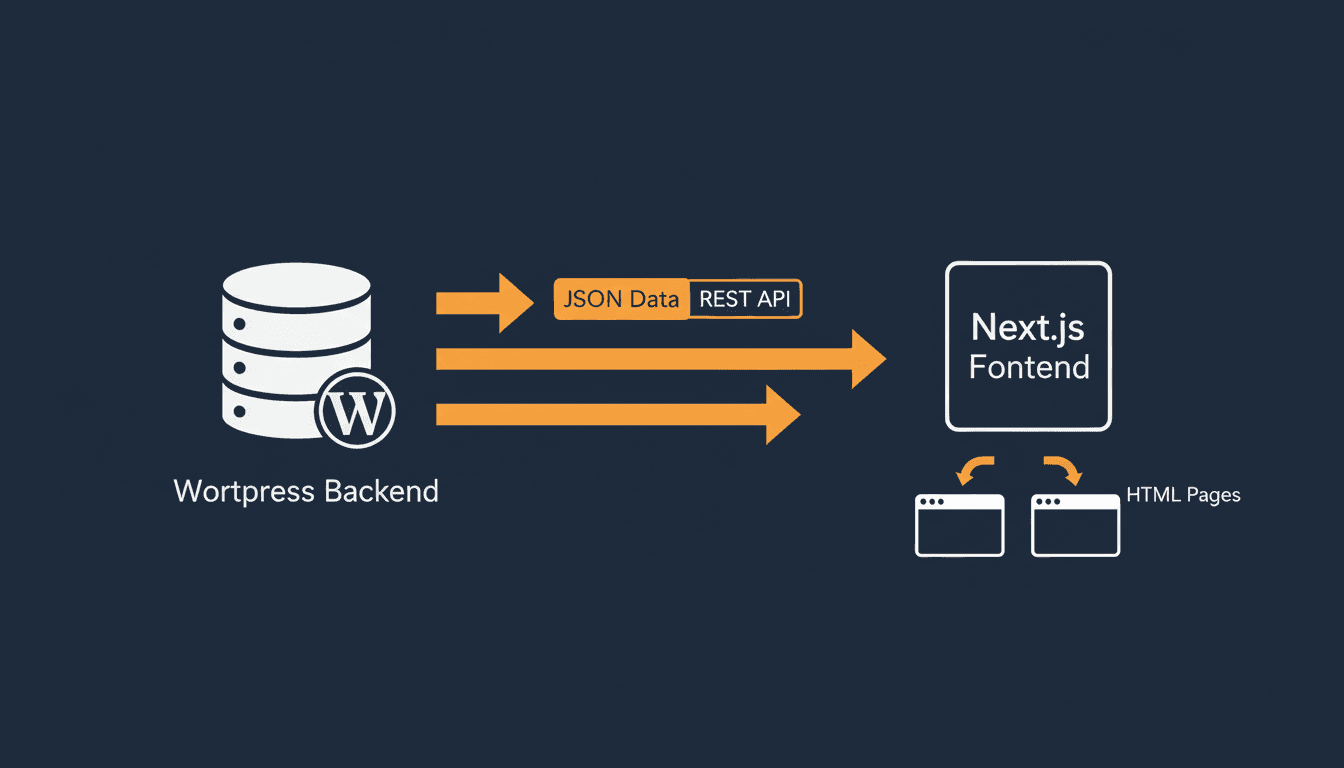 Schema architecture WordPress headless backend API REST vers frontend Next.js