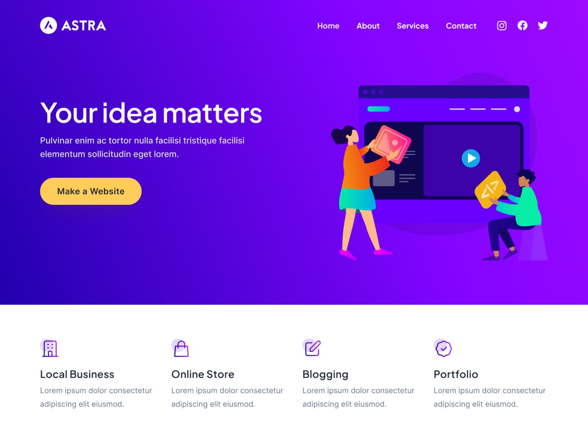 Astra theme WordPress bannière