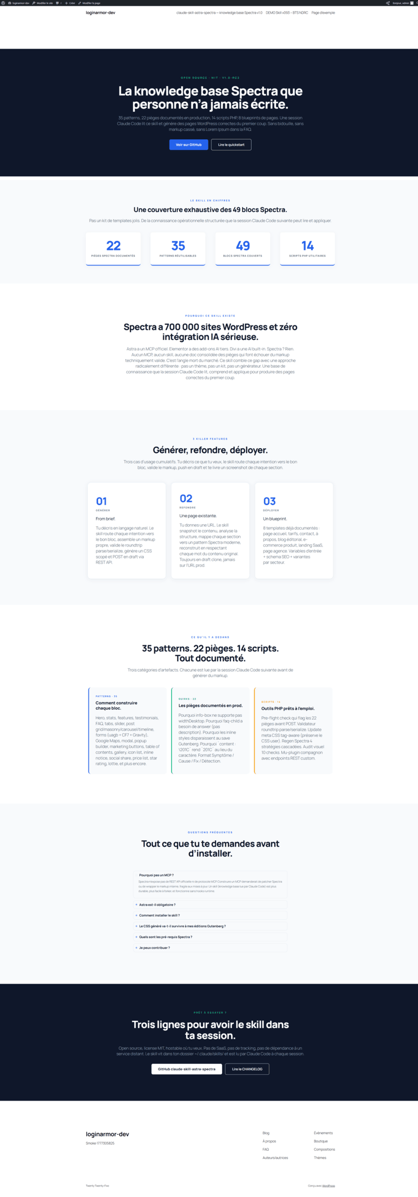Page générée avec le skill spectra