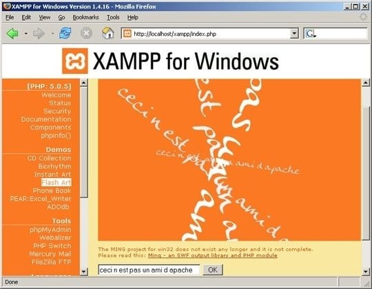Démarrage des services Apache et MySQL dans le panneau XAMPP