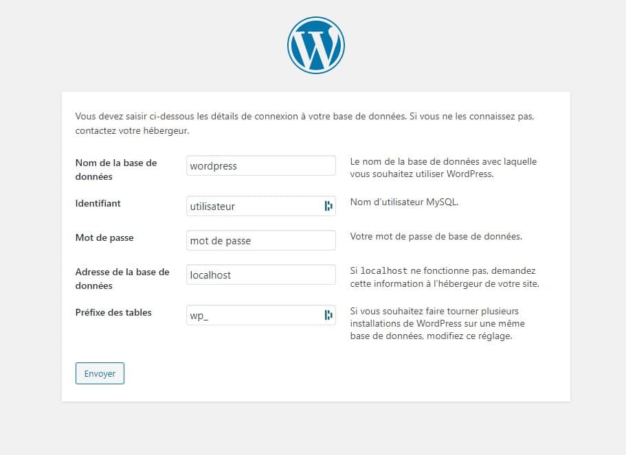 Étape 2 de l'assistant d'installation de WordPress : bienvenue