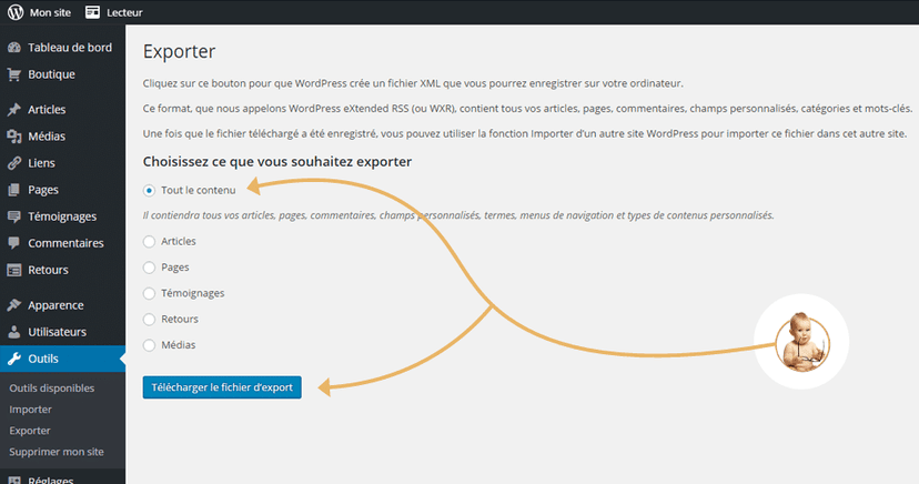 migration wordpress.com exporter