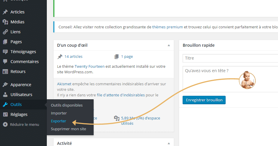 migration wordpress.com exporter