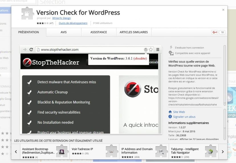 version check for WordPress