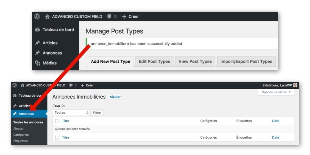 Custom Post Type ajouté