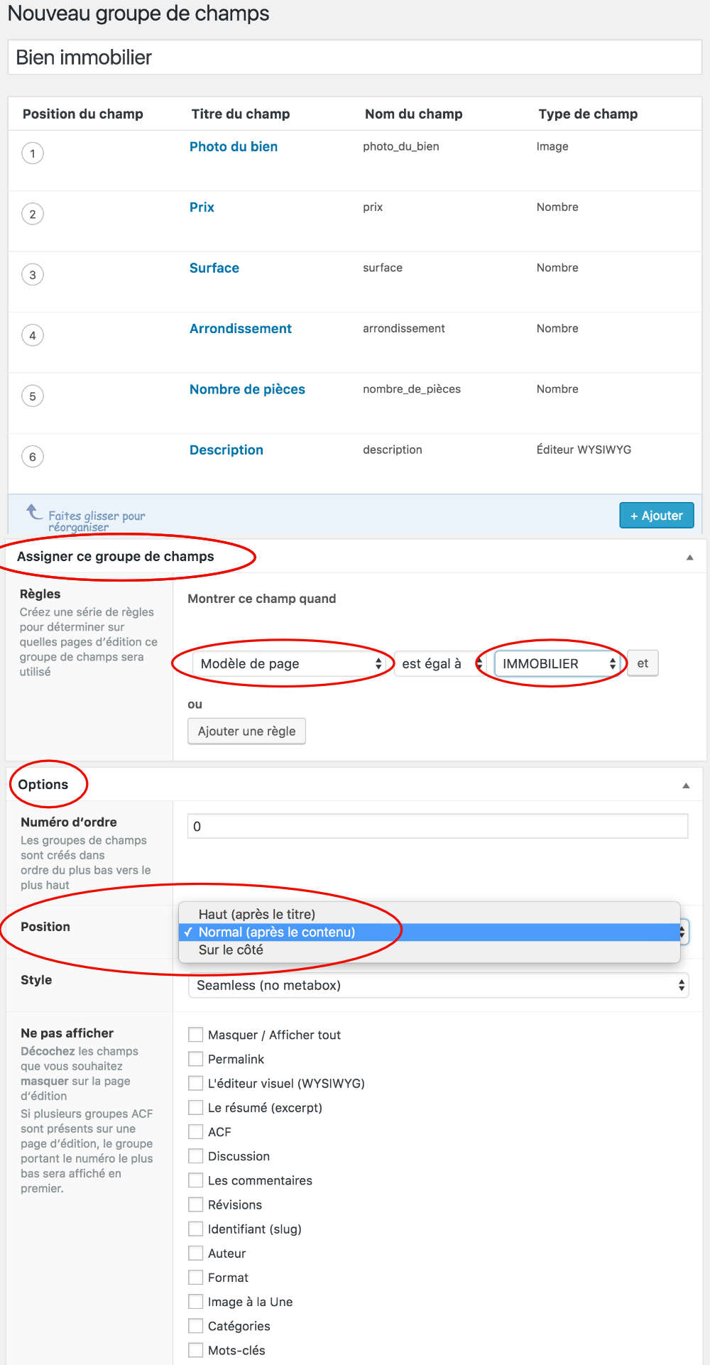 Parametrer les nouveaus type de champs ACF