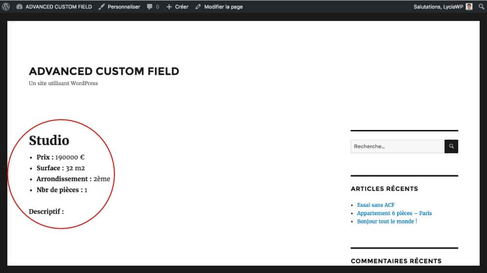 Rendu visuel côté visiteur