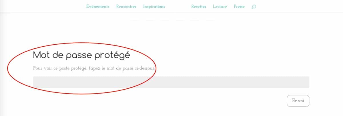 Visuel d'une page protégée