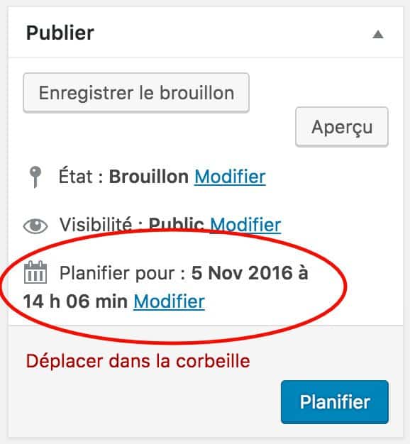 Plannifier un article