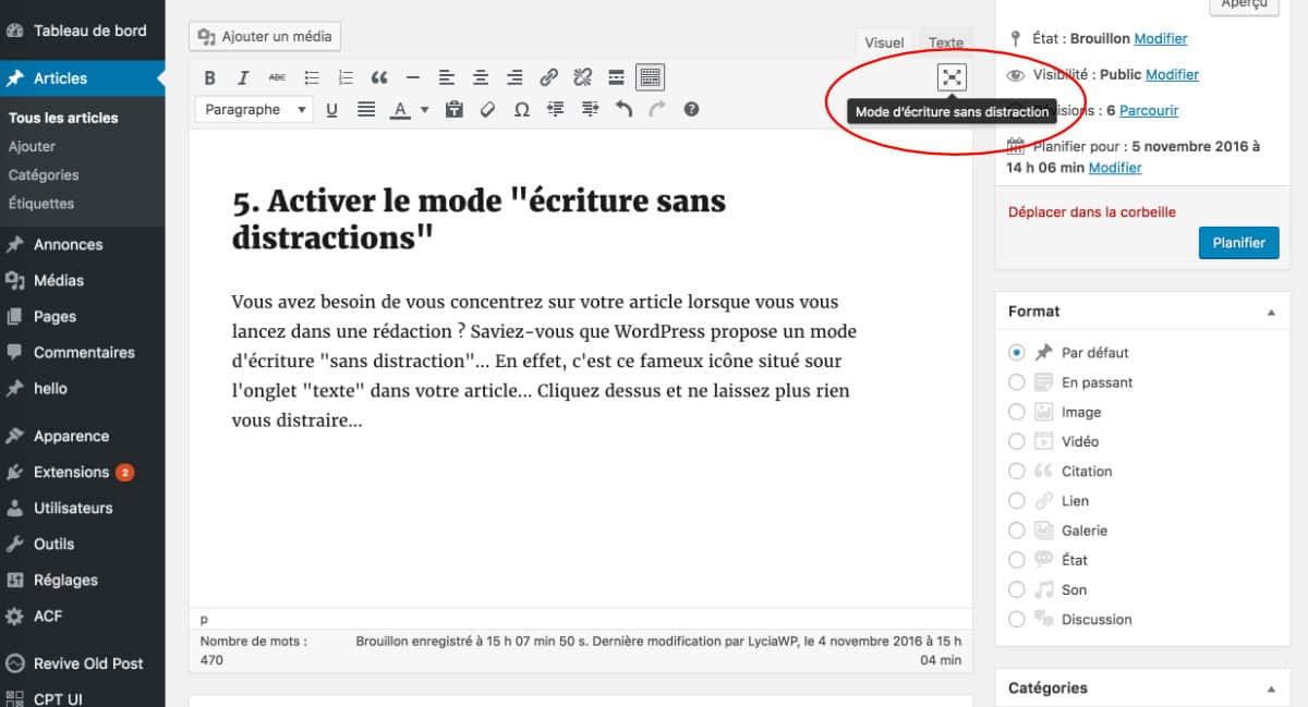 Écriture sans distraction