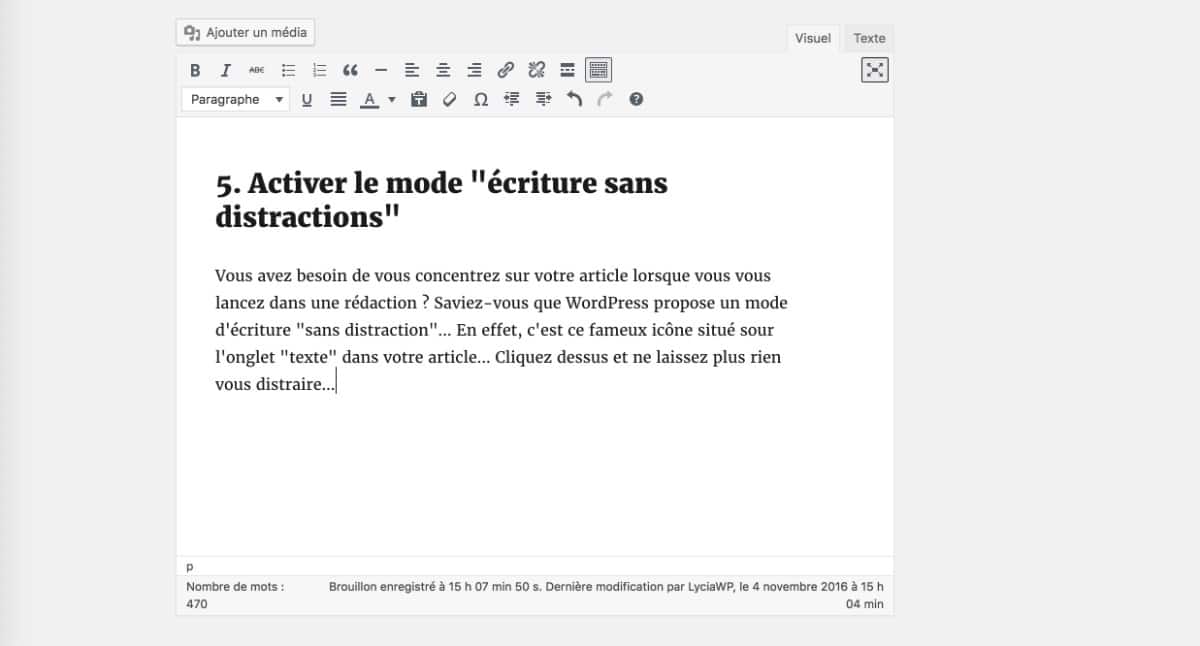 Écriture sans distraction - résultat