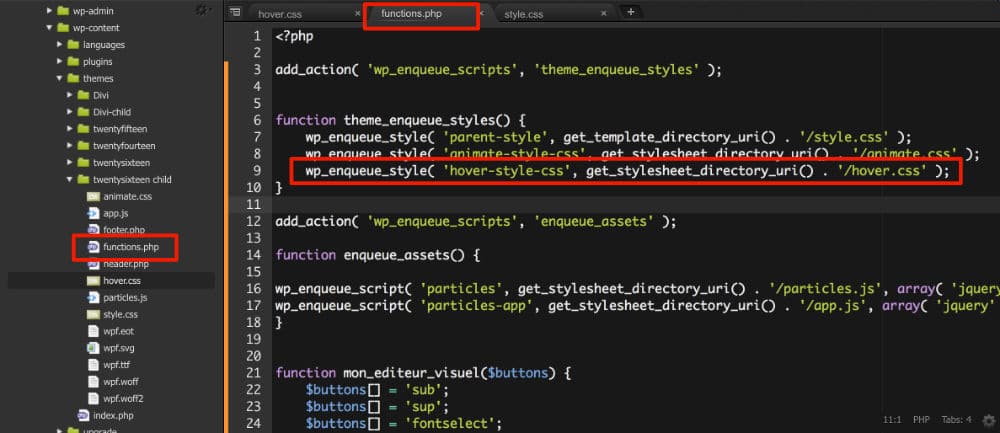 Code à ajouter au fichier functions.php
