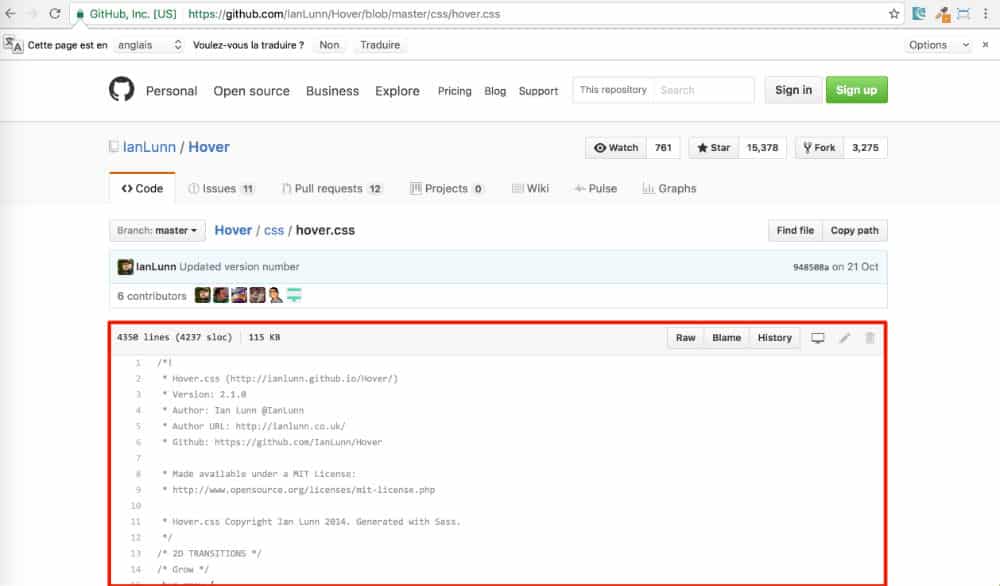 CSS de Hover.css à copier