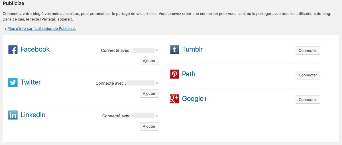 Publicize - réseaux sociaux