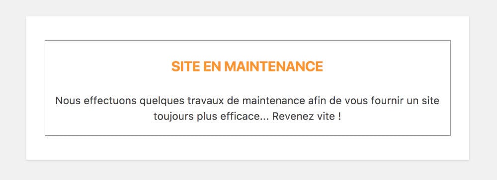 Mode maintenance sans plugins