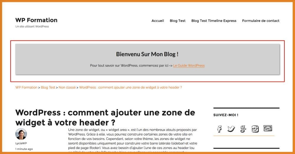 Apparence Header après modification CSS