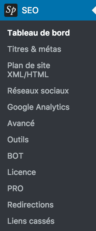 SEOPress menu PRO