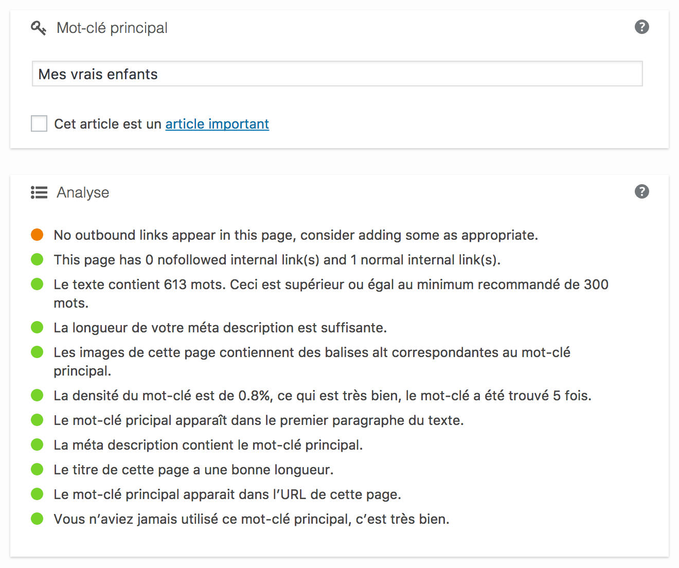 Yoast SEO analyse