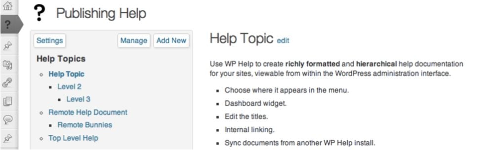 WP Help - plugin pour back-office