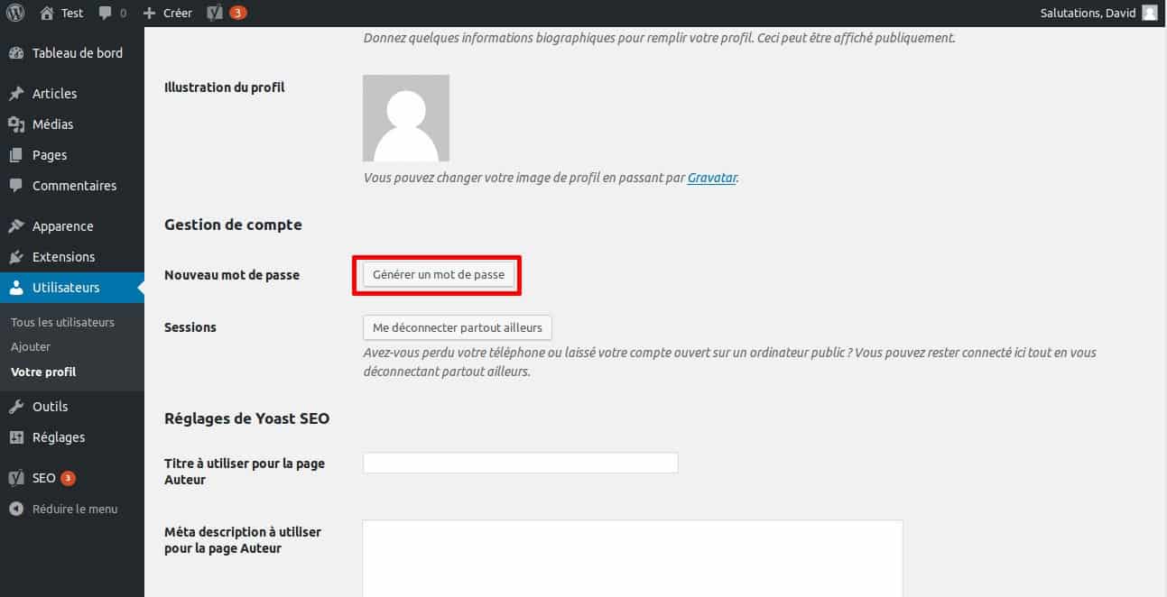 La grande FAQ WordPress - Image 6 Generer un nouveau mot de passe WordPress