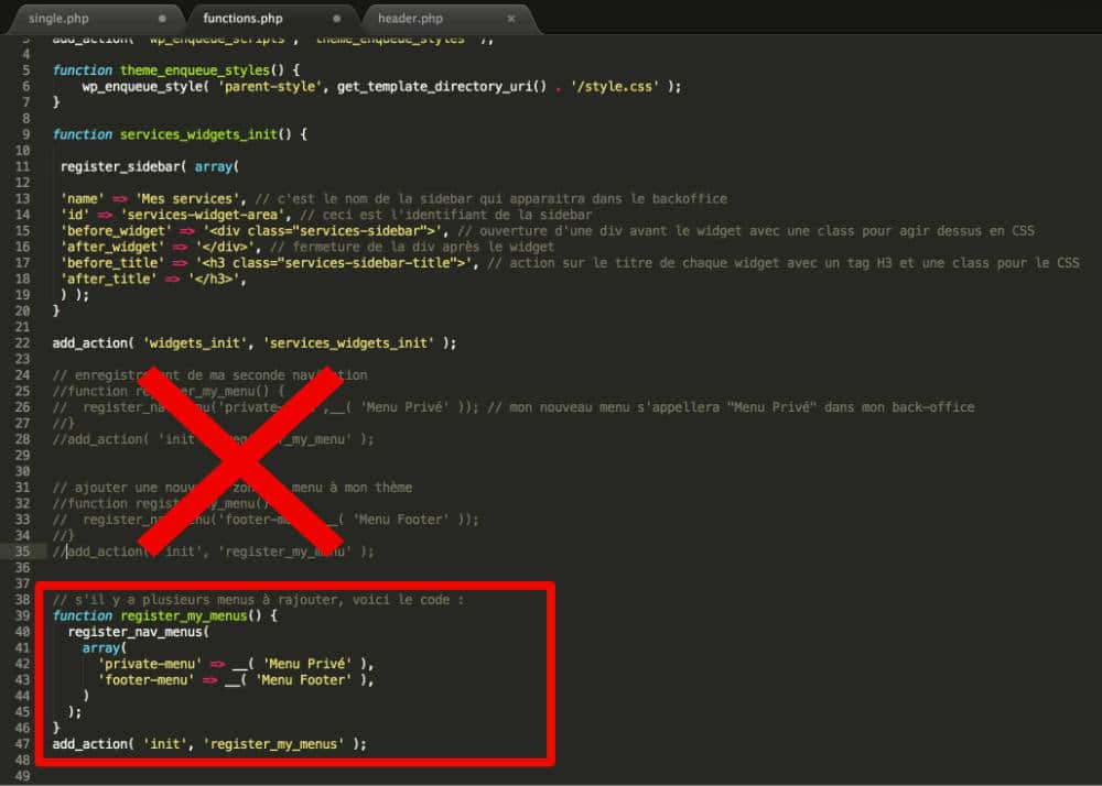 Enregistrer plusieurs menus à la fois sur WordPress