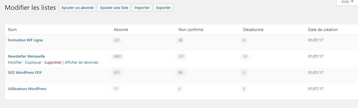 liste abonnes newsletters