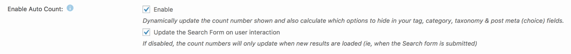 search & filter auto count