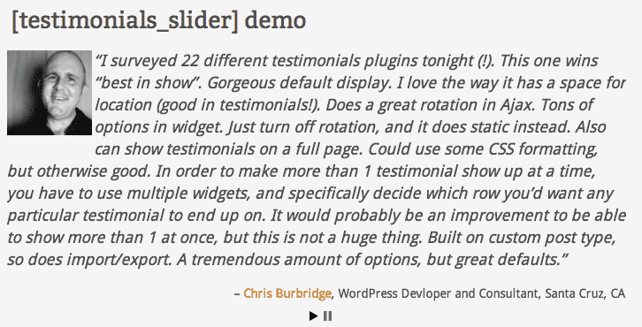Testimonials Widget - Exemple 1