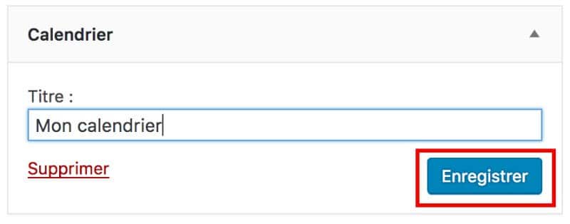 Ne pas oublier d'enregistrer vos widgets