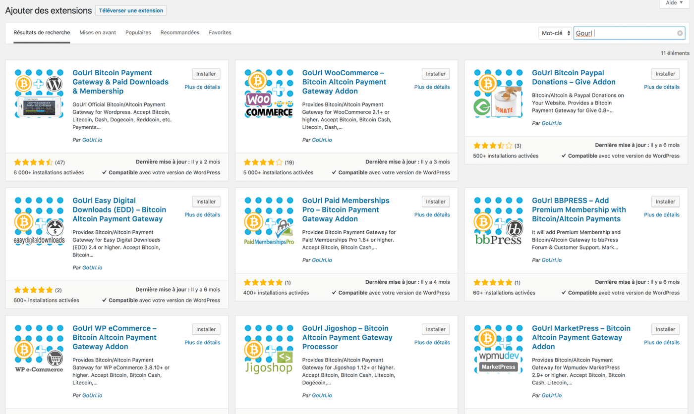 Bitcoin et WordPress - Applis GoURL