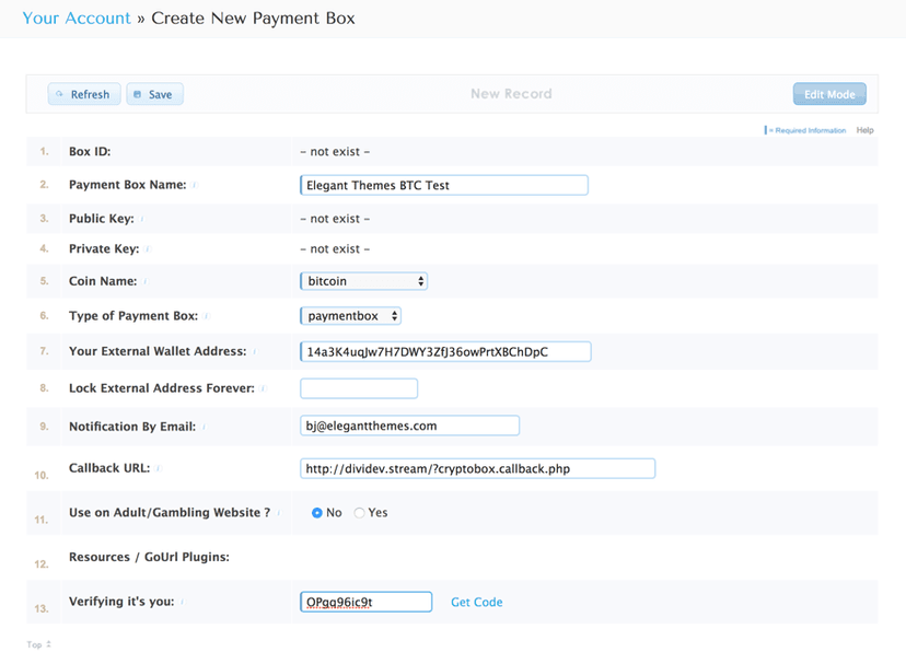 Bitcoin et WordPress - Creer une Payment Box