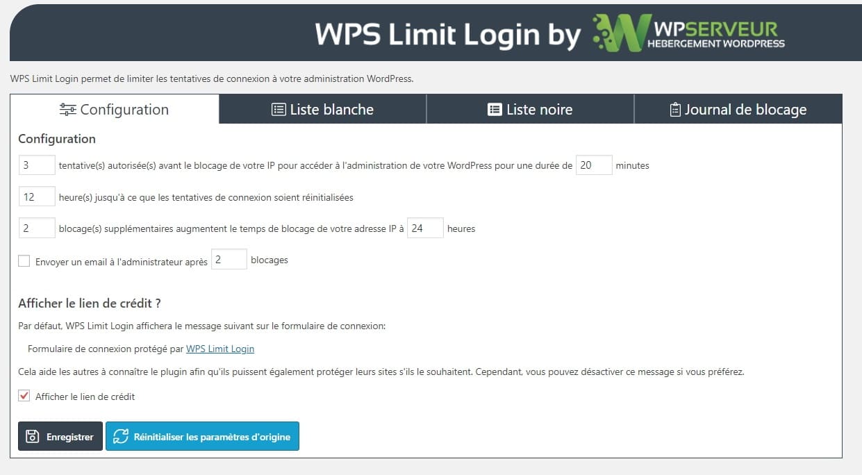 WPS Limit Login configuration
