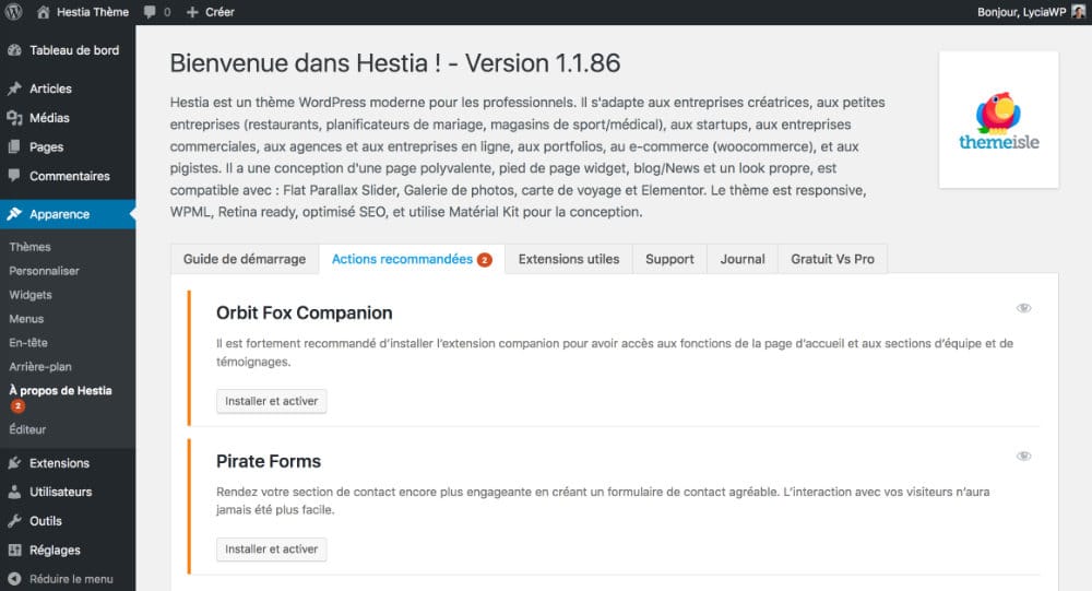 hestia recommandations