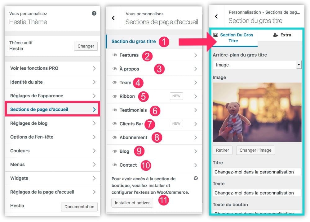 personnalisation thème Hestia