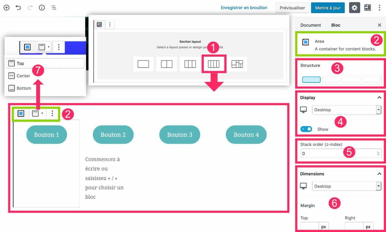 Option des colonnes "area"