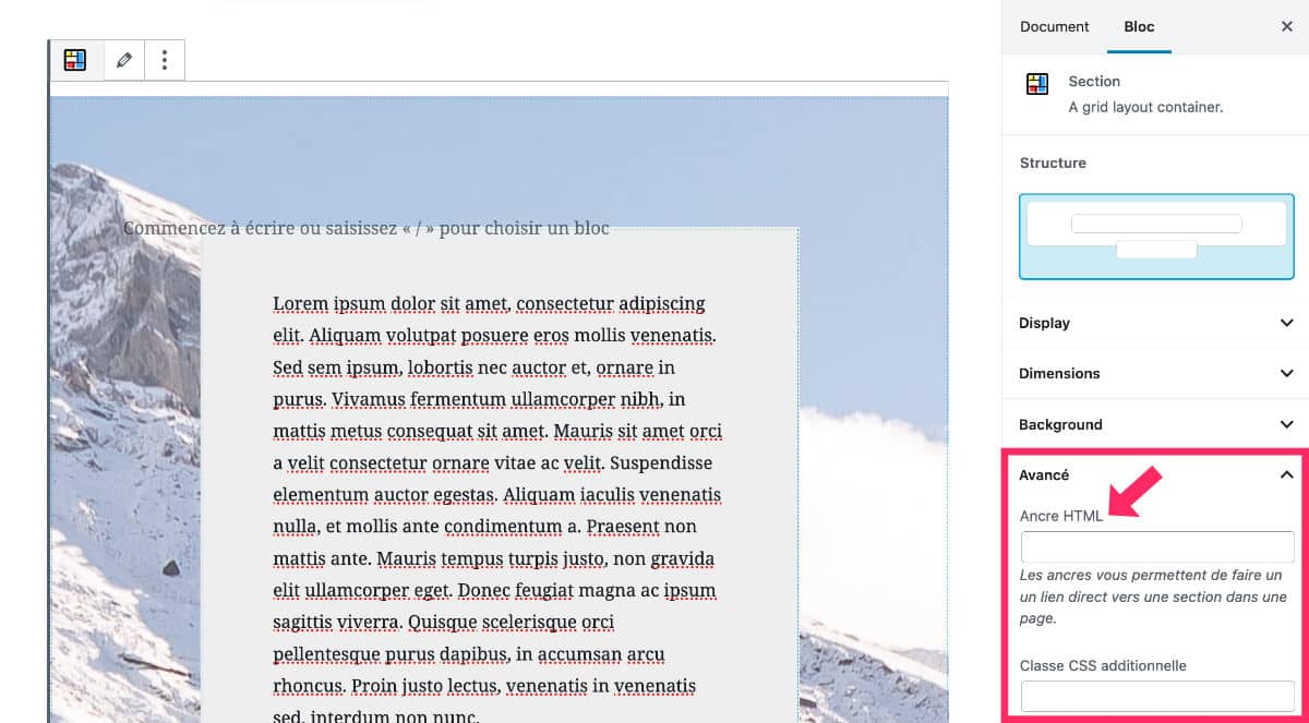 Ajouter un lien d'ancrage