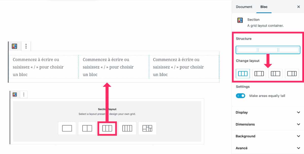changer le colonnage