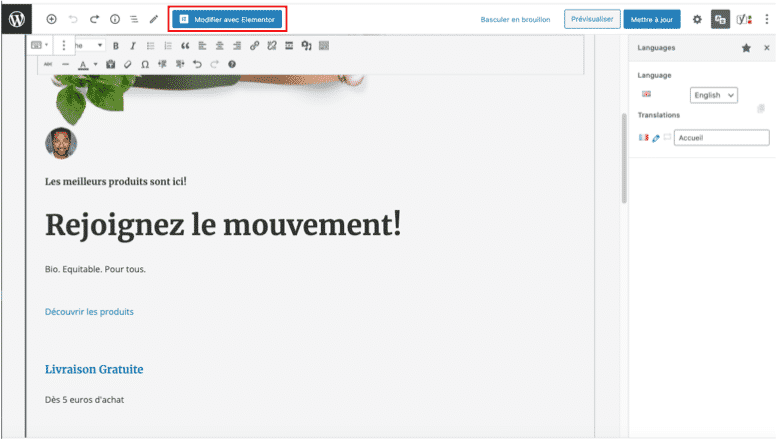 Elementor et Polylang