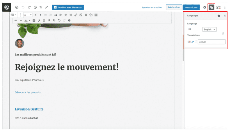 Elementor et Polylang