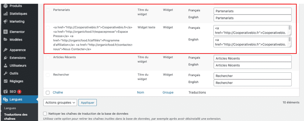 traduire ses widgets avec polylang