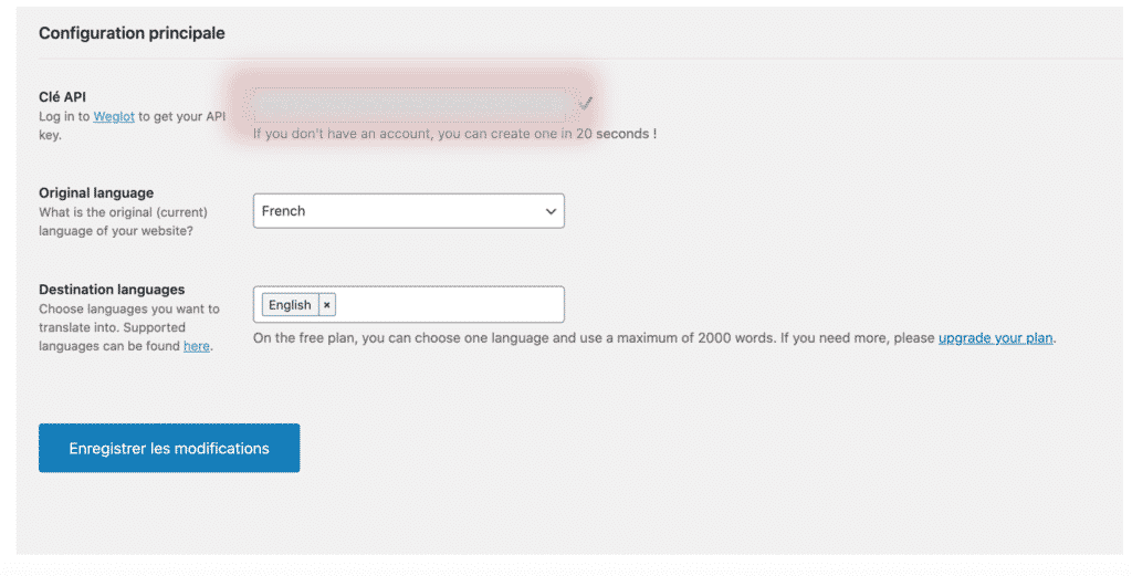 Tutoriel Weglot WPFormation fin de configuration