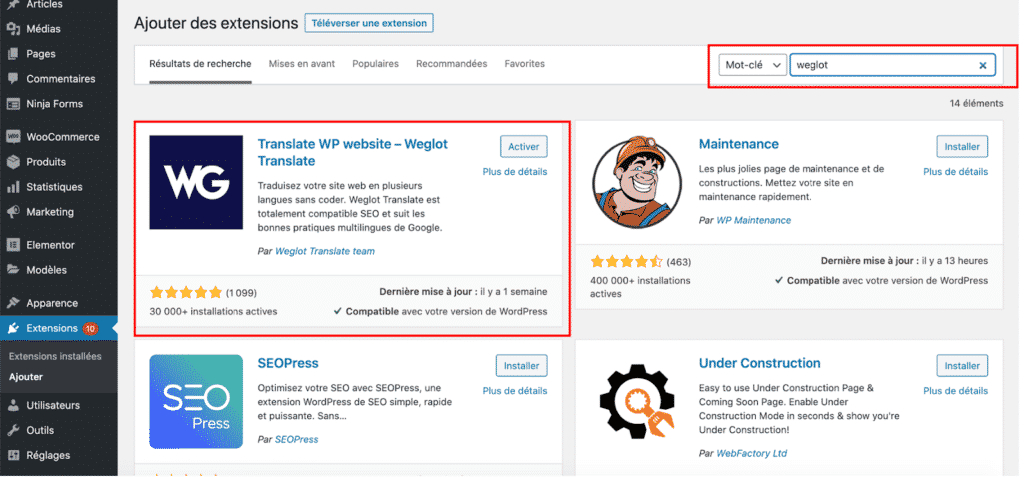 Tutoriel Weglot WPFormation telecharger