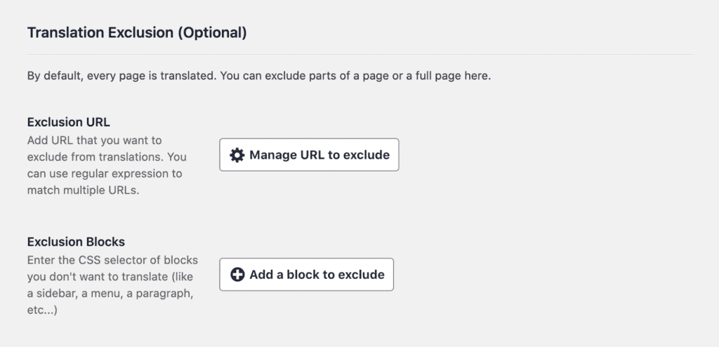 Tutoriel Weglot WPFormation panel d'option pour exclure les traductions