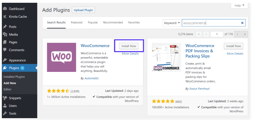 Installation de WooCommerce sur WordPress