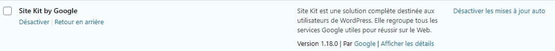 Mettre à Jour Plugin Site Kit Google